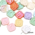 Perle quadrate in acrilico macaron con rilievo luna nuvola per portachiavi DIY, 23mm - 23mm Perlina Motivo Luna Nuvola Colore Misto Casuale