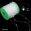 Roll of 8mm and 3mm clear acrylic bead string on green spool for DIY wedding craft - Round Beads (BSD472) / 5 Yards/Pack (L: 8mm, S: 3mm) / Clear