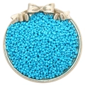 Sky blue 2-4mm glass seed beads for DIY jewelry making displayed in a golden tray - Lake Blue