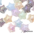 Perline a stella in acrilico pastello con incisione Good Luck per gioielli fai-da-te - 25x24mm Stella della Fortuna Colore Misto Casuale