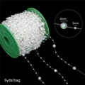Iridescent acrylic pearl beads on transparent line with 8mm and 3mm sizes for DIY projects - Round Beads (BSD472) / 5 Yards/Pack (L: 8mm, S: 3mm) / AB Color