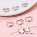 Pink metallic baroque heart beads 9x12mm for handmade DIY jewelry necklace making - Butterfly Style (BSG047) / 2 Pieces/Pack (9x12mm) / Straight Hole Pink