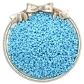 Baby blue matte glass seed beads for DIY jewelry making in a silver metal dish - Sky Blue