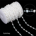 Iridescent AB acrylic bead chain with 8mm and 4mm pearls for DIY wedding crafts - Faceted Ball Beads (BSD472) / 5 Yards/Pack (L: 8mm, S: 4mm) / AB Color