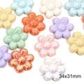 34x31mm colorful pearlescent acrylic sunflower beads for DIY jewelry and phone cases - #13 Six-Petal Sun Flower / 34x31mm (5 Pieces/Pack) / Macaron Mixed Colors
