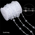 Transparent faceted acrylic bead chain with 12mm 8mm 4mm mixed sizes on white spool - Faceted Ball Beads (BSD472) / 3 Yards/Pack (L: 12mm, M: 8mm, S: 4mm) / Clear