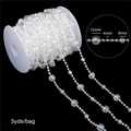 Iridescent acrylic bead chain with 12mm 8mm and 4mm beads for DIY crafts, 3 yards bag - Faceted Ball Beads (BSD472) / 3 Yards/Pack (L: 12mm, M: 8mm, S: 4mm) / AB Color