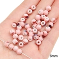 6mm pink ceramic bead with ink splatter pattern for DIY jewelry and bracelet making - Round Beads / 10 Pieces/Pack (6mm, Hole Approx. 2mm) / Pink