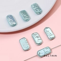 Light blue 9x17mm baroque style pearlescent flat rectangular beads for DIY jewelry making - Long Irregular Style (BSG047) / 2 Pieces/Pack (9x17mm) / Straight Hole Blue