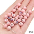 Pink 8mm handmade ceramic round beads with glaze dots for DIY jewelry making - Round Beads / 5 Pieces/Pack (8mm, Hole Approx. 3mm) / Pink