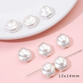 Baroque style pearlescent white irregular beads for DIY jewelry making 12x14mm size - Straight Hole Round Concave Style (BSG047) / 2 Pieces/Pack (12x14mm) / Pearl White