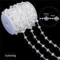 Iridescent AB acrylic beaded chain roll with faceted 12mm diamonds and 4mm round beads - Flat Round Beads (BSD472) / 3 Yards/Pack (L: 12x12mm, S: 4mm) / AB Color