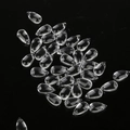 Transparent teardrop-shaped glass beads for DIY jewelry making with high clarity finish - 5-Pack / White
