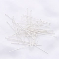 Macro shot of silver-colored flat head pins and T-pins for DIY jewelry making material - 0.7x20mm (50 Pcs/Pack) / Thick Silver