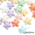 Colorful iridescent star-shaped acrylic beads for DIY jewelry crafts 24x22mm - #17 Five-Pointed Star Bead / 24x22mm (10 Pieces/Pack) / Macaron Mixed Colors