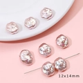 Irregular light pink baroque pearl beads 12x14mm for DIY jewelry making accessories - Round Concave Style (BSG047) / 2 Pieces/Pack (12x14mm) / Straight Hole Pink