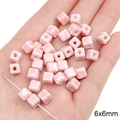 Roze vierkante keramische kralen 6x6mm glanzend voor DIY sieraden handgemaakte armbanden - Vierkant-Roze / 6x6mm