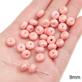 9mm pink ceramic flat round beads with pearlescent finish for DIY jewelry making - Abacus Beads / 4 Pieces/Pack (9x5.5mm, Hole Approx. 2mm) / Pink