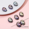 Iridescent baroque beads 12x16mm with rainbow metallic finish for DIY jewelry - Long Concave Style (BSG047) / 2 Pieces/Pack (12x16mm) / Straight Hole Purple
