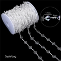 Transparent acrylic bead chain with 17mm diamond and 4mm round beads on 3-yard roll - Rhombus Plate & Octagonal Bead (BSD472) / 3 Yards/Pack (Plate: 17x13mm, Bead: 4mm) / Clear