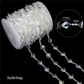 Iridescent acrylic diamond bead chain on roll with AB finish for DIY wedding decor - Rhombus Plate & Octagonal Bead (BSD472) / 3 Yards/Pack (Plate: 17x13mm, Bead: 4mm) / AB Color