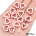 Rosa herzförmige hohle Keramikperlen 14x13mm für DIY handgefertigten Schmuck - Rosa Marmor / 14x13mm