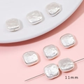 11mm square baroque pearlescent beads in bright silver for DIY jewelry crafting - Straight Hole Square Style (BSG047) / 2 Pieces/Pack (11mm) / Pearl White