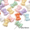 Mixed candy color acrylic bow beads with iridescent pearl finish for DIY jewelry, 24x16mm - #21 Mini Bow Knot Bead / 24x16mm (10 Pieces/Pack) / Macaron Mixed Colors