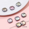 Baroque iridescent square beads 11mm for DIY necklace and bracelet jewelry making - Square Style (BSG047) / 2 Pieces/Pack (11mm) / Straight Hole Purple