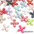 Colorful 25mm gradient acrylic cross beads for DIY jewelry and phone chain accessories - #22 Aurora Cross Bead / 25x25mm (10 Pieces/Pack) / Macaron Mixed Colors
