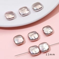 Baroque style square 11mm silver pearl beads for DIY necklace and bracelet crafting - Square Style (BSG047) / 2 Pieces/Pack (11mm) / Straight Hole Pink