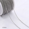 Cadena de 1,0mm en plata bañada en oro de 14k con cierre de langosta para pulseras - Cadena Redonda de Eslabones en O / 1.0mm (1 Metro/Paquete) / Platino