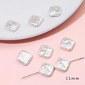 Baroque style 11mm square iridescent pearl beads for DIY necklace and bracelet crafting - Perforated Square Style (BSG047) / 2 Pieces/Pack (11mm) / Pearl White