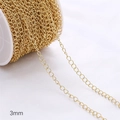 Carrete de cadena en O de 3mm bañada en oro de 14K para hacer collares de joyería - Cadena de extensión / 3 mm (1 m/Paquete) / Chapado en Oro de 14K