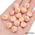 Pink ceramic cat paw beads 12x11mm for DIY jewelry making and handmade bracelets - Cat Paw / 2 Pieces/Pack (12x11mm, Hole Approx. 2mm) / Pink