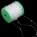 Transparent acrylic beaded chain on green spool for DIY wedding and craft decorations - Round Beads (BSD472) / 60m/Roll (L: 8mm, S: 3mm) / Clear