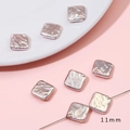 Baroque style 11mm square iridescent purple faux pearl beads for jewelry making - Square Style (BSG047) / 2 Pieces/Pack (11mm) / Perforated Pink