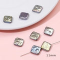 Baroque square 11mm faux pearl beads with iridescent texture for DIY jewelry making - Square Style (BSG047) / 2 Pieces/Pack (11mm) / Perforated Purple