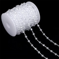 Spool of clear acrylic faceted beads in alternating sizes for DIY crafts and wedding decor - Faceted Ball Beads (BSD472) / 20m/Roll (L: 8mm, S: 4mm) / Clear