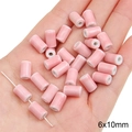 Pink cylindrical 6x10mm ceramic spacer beads for DIY handmade jewelry and bracelets - Straight Bead / 5 Pieces/Pack (6x10mm, Hole Approx. 2mm) / Light Pink