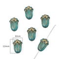 Teal acrylic tulip beads with gold trim for DIY jewelry, 12mm x 8mm size with center hole - Flower Bud / 80 Pieces/Pack (Aperture approx 1.5mm) / Cyan Blue