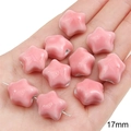 Pink star-shaped 17mm ceramic beads with glossy finish for DIY jewelry making - Big Star / 2 Pieces/Pack (17mm, Hole Approx. 3mm) / Pink