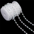 Iridescent faceted acrylic bead chain on a white spool for DIY jewelry making - Faceted Ball Beads (BSD472) / 15m/Roll (L: 10mm, S: 4mm) / AB Color