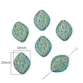 Baroque cyan acrylic beads with gold leaf patterns, oval shape 16x20mm for DIY jewelry - Chubby Rhombus Engraved / 20 Pieces/Pack (Aperture approx. 1.5mm) / Cyan Blue