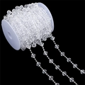 Clear acrylic faceted crystal bead chain on white spool for DIY wedding decor - Flat Round Beads (BSD472) / 15m/Roll (L: 12x12mm, S: 4mm) / Clear