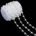 Iridescent AB acrylic beaded chain roll with diamond-cut beads for DIY wedding decor - Flat Round Beads (BSD472) / 15m/Roll (L: 12x12mm, S: 4mm) / AB Color