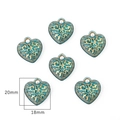 Teal heart pendants with golden baroque scrolls, 20x18mm size for DIY jewelry making - Leaf Pattern Heart / 20 Pieces/Pack (Aperture approx 2.5mm) / Cyan Blue