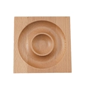 Plateau en bois de hêtre massif avec double rainure circulaire pour perles et bijoux - Bois de Hêtre Carré / 10cm (1 Pièce/Paquet) / Couleur bois naturel