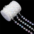 Iridescent AB faceted acrylic octagon bead chain spool for DIY wedding jewelry - Octagonal Large Beads (BSD472) / 17m/Roll (14x14mm) / AB Color