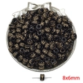 Vintage μαύρες ακρυλικές χάντρες 8x6mm με χρυσή υφή για DIY βραχιόλια - Κυλινδρική Χάντρα με Σχέδιο / 50 τεμάχια/πακέτο (8x6mm) / Μαύρο